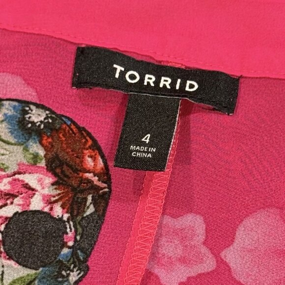 Torrid Open Kimono Womens Size 4X Pink Chiffon Gothic Skull Grunge Cardigan - Picture 7 of 11